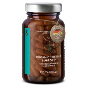 Organic Thyroid Support Supplement with Iodine from Sea Kelp Organic and Selenium from Mustard Seed Extract 120 Capsules Natural Thyroid Suppleme